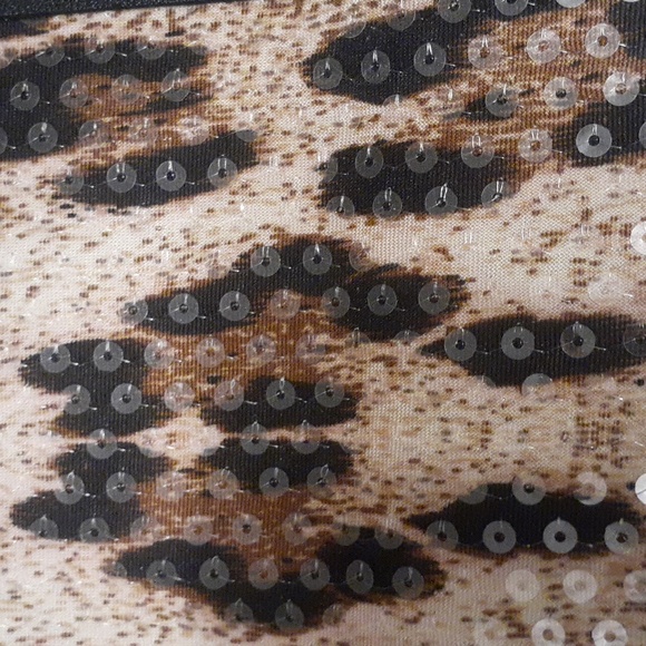 Brown leopard print handbag with sequins and faux leather,  Brand New. - Picture 6 of 7